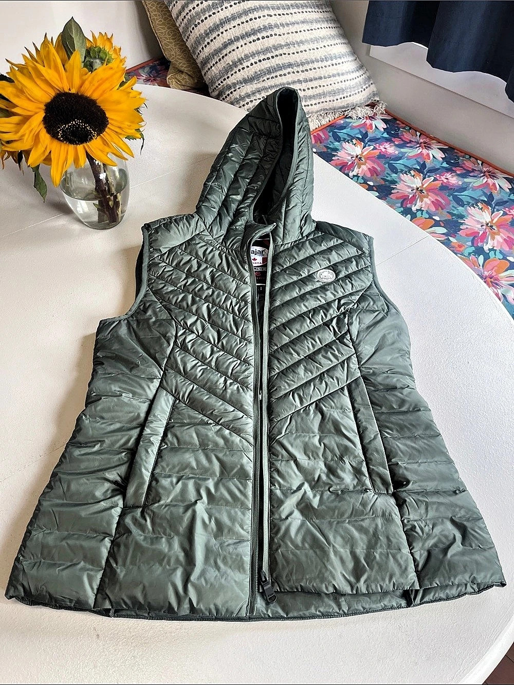 Pajar Anais Chevron Quilted Puffer Vest Green